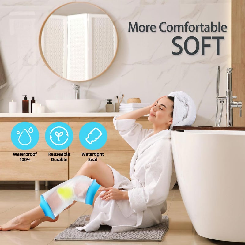 Divvsck Waterproof Knee Cast Cover for Shower, Watertight Cast Bag, Reusable, Shower Protector for Knee Replacement Surgery, Wound, Burns (L) - Image 3